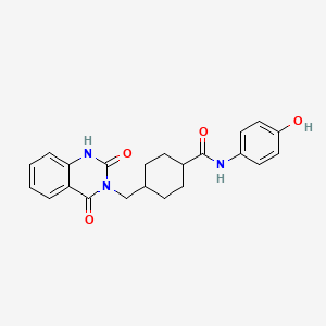 molecular formula C22H23N3O4 B5967538 4-[(2,4-dioxo-1,4-dihydro-3(2H)-quinazolinyl)methyl]-N-(4-hydroxyphenyl)cyclohexanecarboxamide 