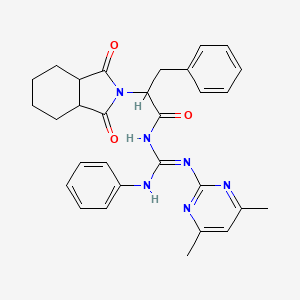 molecular formula C30H32N6O3 B5967544 N-{anilino[(4,6-dimethyl-2-pyrimidinyl)amino]methylene}-2-(1,3-dioxooctahydro-2H-isoindol-2-yl)-3-phenylpropanamide 