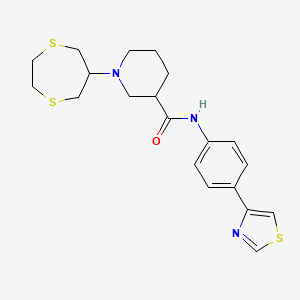 molecular formula C20H25N3OS3 B5967565 1-(1,4-dithiepan-6-yl)-N-[4-(1,3-thiazol-4-yl)phenyl]-3-piperidinecarboxamide 