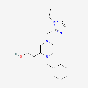 molecular formula C19H34N4O B5967587 2-{1-(cyclohexylmethyl)-4-[(1-ethyl-1H-imidazol-2-yl)methyl]-2-piperazinyl}ethanol 