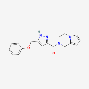 molecular formula C19H20N4O2 B5967644 1-methyl-2-{[5-(phenoxymethyl)-1H-pyrazol-3-yl]carbonyl}-1,2,3,4-tetrahydropyrrolo[1,2-a]pyrazine 