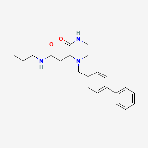 molecular formula C23H27N3O2 B5967647 2-[1-(4-biphenylylmethyl)-3-oxo-2-piperazinyl]-N-(2-methyl-2-propen-1-yl)acetamide 