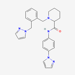 molecular formula C26H28N6O B5967722 1-[2-(1H-pyrazol-1-ylmethyl)benzyl]-N-[4-(1H-pyrazol-1-yl)phenyl]-2-piperidinecarboxamide 