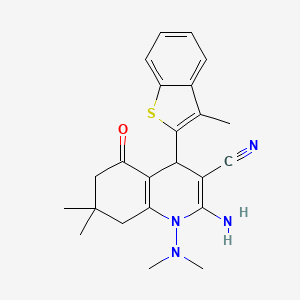 molecular formula C23H26N4OS B5967793 2-amino-1-(dimethylamino)-7,7-dimethyl-4-(3-methyl-1-benzothien-2-yl)-5-oxo-1,4,5,6,7,8-hexahydroquinoline-3-carbonitrile 