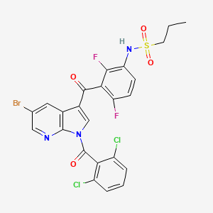 molecular formula C24H16BrCl2F2N3O4S B596780 N-(3-(5-Bromo-1-(2,6-dichlorobenzoyl)-1H-pyrrolo[2,3-b]pyridine-3-carbonyl)-2,4-difluorophenyl)propane-1-sulfonamide CAS No. 1262985-24-9