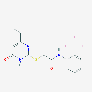 molecular formula C16H16F3N3O2S B5967825 2-[(4-hydroxy-6-propyl-2-pyrimidinyl)thio]-N-[2-(trifluoromethyl)phenyl]acetamide 