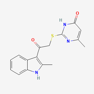 molecular formula C16H15N3O2S B5967854 2-[(4-hydroxy-6-methyl-2-pyrimidinyl)thio]-1-(2-methyl-1H-indol-3-yl)ethanone 
