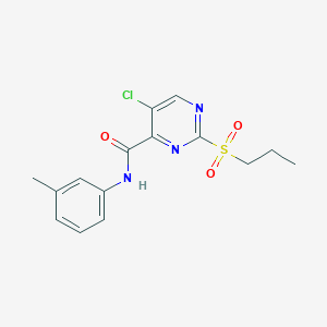 molecular formula C15H16ClN3O3S B5967862 5-chloro-N-(3-methylphenyl)-2-(propylsulfonyl)-4-pyrimidinecarboxamide 