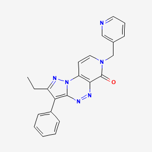 molecular formula C22H18N6O B5967878 2-ethyl-3-phenyl-7-(3-pyridinylmethyl)pyrazolo[5,1-c]pyrido[4,3-e][1,2,4]triazin-6(7H)-one 