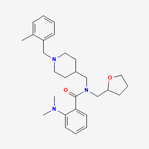 molecular formula C28H39N3O2 B5967906 2-(dimethylamino)-N-{[1-(2-methylbenzyl)-4-piperidinyl]methyl}-N-(tetrahydro-2-furanylmethyl)benzamide 