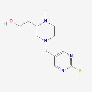 molecular formula C13H22N4OS B5967907 2-(1-methyl-4-{[2-(methylthio)-5-pyrimidinyl]methyl}-2-piperazinyl)ethanol 