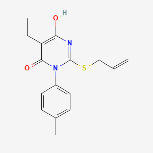molecular formula C16H18N2O2S B5967924 2-(allylthio)-5-ethyl-6-hydroxy-3-(4-methylphenyl)-4(3H)-pyrimidinone 