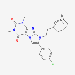 molecular formula C27H30ClN5O2 B5967935 8-[2-(1-adamantyl)ethyl]-7-(4-chlorophenyl)-1,3-dimethyl-1H-imidazo[2,1-f]purine-2,4(3H,8H)-dione 