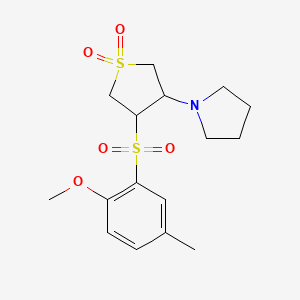 molecular formula C16H23NO5S2 B5967975 1-{4-[(2-methoxy-5-methylphenyl)sulfonyl]-1,1-dioxidotetrahydro-3-thienyl}pyrrolidine 