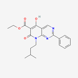 molecular formula C21H23N3O4 B596798 Ethyl 5-hydroxy-8-isopentyl-7-oxo-2-phenyl-7,8-dihydropyrido[2,3-d]pyrimidine-6-carboxylate CAS No. 1253789-93-3
