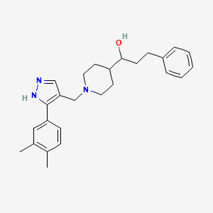 molecular formula C26H33N3O B5968000 1-(1-{[3-(3,4-dimethylphenyl)-1H-pyrazol-4-yl]methyl}-4-piperidinyl)-3-phenyl-1-propanol 