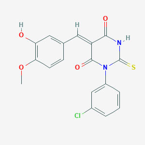 molecular formula C18H13ClN2O4S B5968036 1-(3-chlorophenyl)-5-(3-hydroxy-4-methoxybenzylidene)-2-thioxodihydro-4,6(1H,5H)-pyrimidinedione 