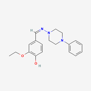 molecular formula C19H23N3O2 B5968056 2-ethoxy-4-{[(4-phenyl-1-piperazinyl)imino]methyl}phenol 