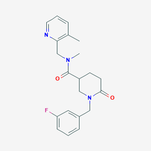 molecular formula C21H24FN3O2 B5968066 1-(3-fluorobenzyl)-N-methyl-N-[(3-methyl-2-pyridinyl)methyl]-6-oxo-3-piperidinecarboxamide 