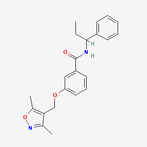 molecular formula C22H24N2O3 B5968098 3-[(3,5-dimethyl-4-isoxazolyl)methoxy]-N-(1-phenylpropyl)benzamide 