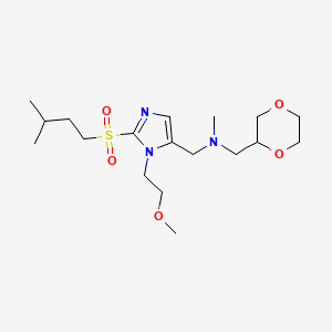 molecular formula C18H33N3O5S B5968157 (1,4-dioxan-2-ylmethyl)({1-(2-methoxyethyl)-2-[(3-methylbutyl)sulfonyl]-1H-imidazol-5-yl}methyl)methylamine 