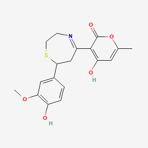 4-hydroxy-3-[7-(4-hydroxy-3-methoxyphenyl)-2,3,6,7-tetrahydro-1,4-thiazepin-5-yl]-6-methyl-2H-pyran-2-one
