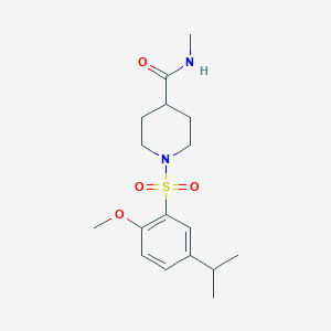 molecular formula C17H26N2O4S B5968228 1-[(5-isopropyl-2-methoxyphenyl)sulfonyl]-N-methyl-4-piperidinecarboxamide 