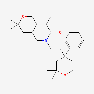 molecular formula C26H41NO3 B5968263 N-[2-(2,2-dimethyl-4-phenyltetrahydro-2H-pyran-4-yl)ethyl]-N-[(2,2-dimethyltetrahydro-2H-pyran-4-yl)methyl]propanamide 