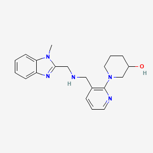 molecular formula C20H25N5O B5968276 1-[3-({[(1-methyl-1H-benzimidazol-2-yl)methyl]amino}methyl)-2-pyridinyl]-3-piperidinol 