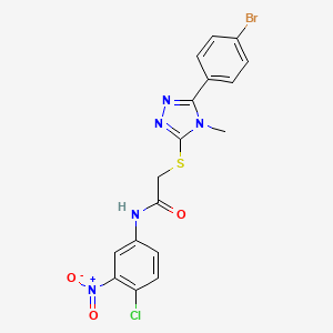 molecular formula C17H13BrClN5O3S B5968287 2-{[5-(4-bromophenyl)-4-methyl-4H-1,2,4-triazol-3-yl]thio}-N-(4-chloro-3-nitrophenyl)acetamide 