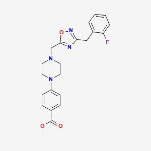 molecular formula C22H23FN4O3 B5968312 methyl 4-(4-{[3-(2-fluorobenzyl)-1,2,4-oxadiazol-5-yl]methyl}-1-piperazinyl)benzoate 