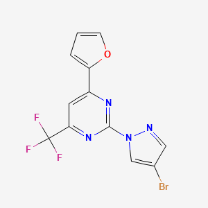 molecular formula C12H6BrF3N4O B5968368 2-(4-bromo-1H-pyrazol-1-yl)-4-(2-furyl)-6-(trifluoromethyl)pyrimidine 