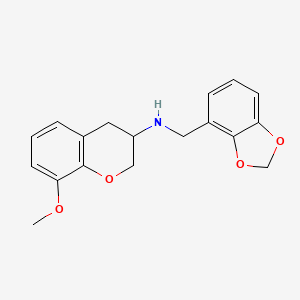 molecular formula C18H19NO4 B5968385 (1,3-benzodioxol-4-ylmethyl)(8-methoxy-3,4-dihydro-2H-chromen-3-yl)amine 