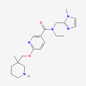 molecular formula C20H29N5O2 B5968429 N-ethyl-N-[(1-methyl-1H-imidazol-2-yl)methyl]-6-[(3-methyl-3-piperidinyl)methoxy]nicotinamide 