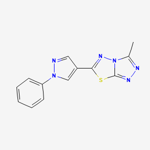 molecular formula C13H10N6S B5968434 3-methyl-6-(1-phenyl-1H-pyrazol-4-yl)[1,2,4]triazolo[3,4-b][1,3,4]thiadiazole 