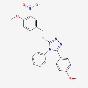 molecular formula C23H20N4O4S B5968445 3-[(4-methoxy-3-nitrobenzyl)thio]-5-(4-methoxyphenyl)-4-phenyl-4H-1,2,4-triazole 