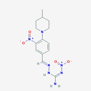 molecular formula C14H19N7O4 B5968474 2-[4-(4-methyl-1-piperidinyl)-3-nitrobenzylidene]-N'-nitrohydrazinecarboximidamide 