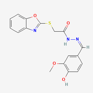 molecular formula C17H15N3O4S B5968488 2-(1,3-benzoxazol-2-ylthio)-N'-(4-hydroxy-3-methoxybenzylidene)acetohydrazide 