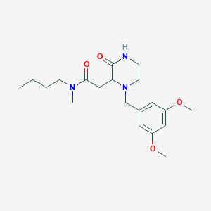 molecular formula C20H31N3O4 B5968496 N-butyl-2-[1-(3,5-dimethoxybenzyl)-3-oxo-2-piperazinyl]-N-methylacetamide 