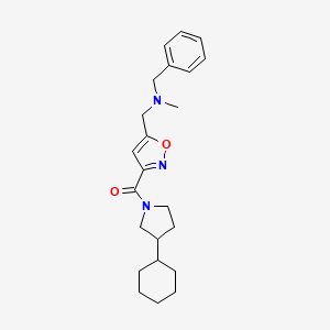 molecular formula C23H31N3O2 B5968502 N-benzyl-1-{3-[(3-cyclohexyl-1-pyrrolidinyl)carbonyl]-5-isoxazolyl}-N-methylmethanamine 