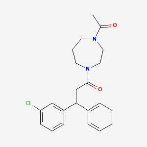 molecular formula C22H25ClN2O2 B5968546 1-acetyl-4-[3-(3-chlorophenyl)-3-phenylpropanoyl]-1,4-diazepane 