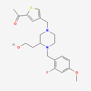 molecular formula C21H27FN2O3S B5968547 1-(4-{[4-(2-fluoro-4-methoxybenzyl)-3-(2-hydroxyethyl)-1-piperazinyl]methyl}-2-thienyl)ethanone 