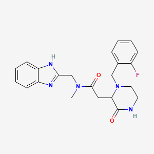 molecular formula C22H24FN5O2 B5968617 N-(1H-benzimidazol-2-ylmethyl)-2-[1-(2-fluorobenzyl)-3-oxo-2-piperazinyl]-N-methylacetamide 