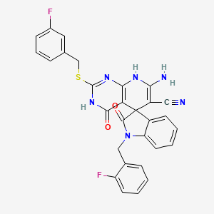 molecular formula C29H20F2N6O2S B5968639 7'-amino-1-(2-fluorobenzyl)-2'-[(3-fluorobenzyl)thio]-2,4'-dioxo-1,2,4',8'-tetrahydro-3'H-spiro[indole-3,5'-pyrido[2,3-d]pyrimidine]-6'-carbonitrile 