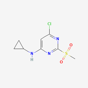 molecular formula C8H10ClN3O2S B596868 (6-氯-2-甲磺酰基-嘧啶-4-基)-环丙胺 CAS No. 1289388-38-0