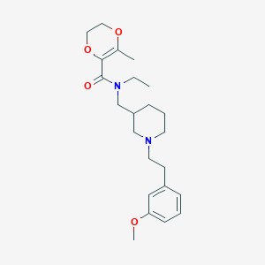 molecular formula C23H34N2O4 B5968717 N-ethyl-N-({1-[2-(3-methoxyphenyl)ethyl]-3-piperidinyl}methyl)-3-methyl-5,6-dihydro-1,4-dioxine-2-carboxamide 