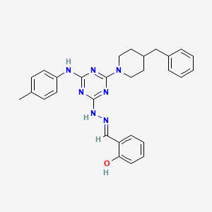 2-hydroxybenzaldehyde {4-(4-benzyl-1-piperidinyl)-6-[(4-methylphenyl)amino]-1,3,5-triazin-2-yl}hydrazone