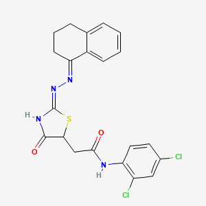 molecular formula C21H18Cl2N4O2S B5968796 N-(2,4-dichlorophenyl)-2-[2-(3,4-dihydro-1(2H)-naphthalenylidenehydrazono)-4-hydroxy-2,5-dihydro-1,3-thiazol-5-yl]acetamide 