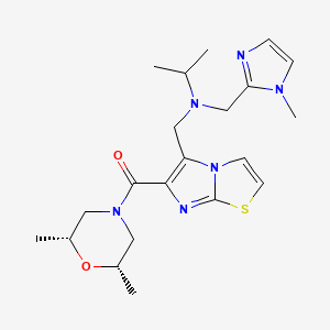 N-[(6-{[(2R*,6S*)-2,6-dimethyl-4-morpholinyl]carbonyl}imidazo[2,1-b][1,3]thiazol-5-yl)methyl]-N-[(1-methyl-1H-imidazol-2-yl)methyl]-2-propanamine