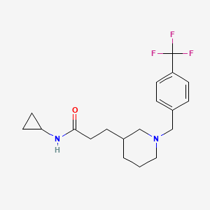 molecular formula C19H25F3N2O B5968863 N-cyclopropyl-3-{1-[4-(trifluoromethyl)benzyl]-3-piperidinyl}propanamide 
